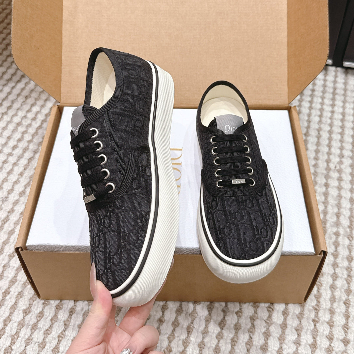 CD Saltwind Sneaker Black Oblique Jacquard Cotton 632435
