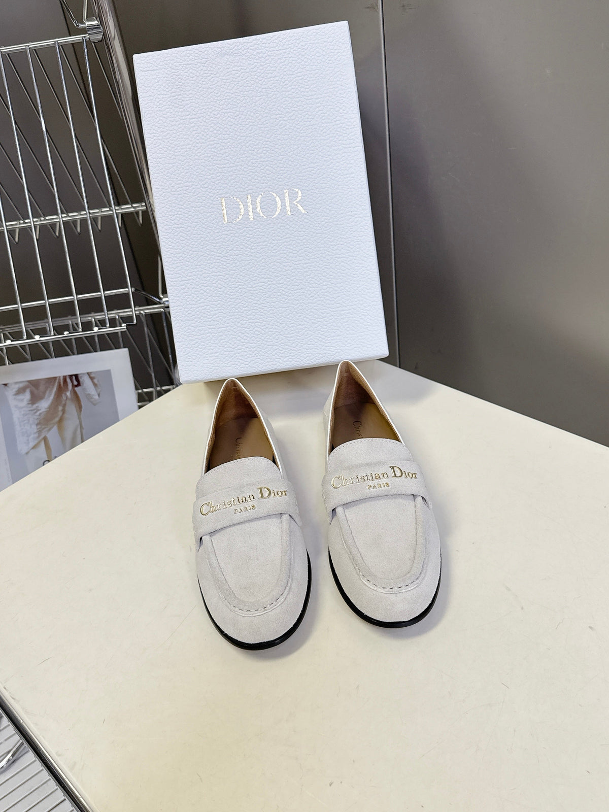 CD  Boy Loafer Rope 5m Light Grayish  Suede Calfskin  492540
