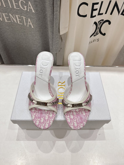 Dior Sandal Pink mix White Canvas Sheepskin 174103