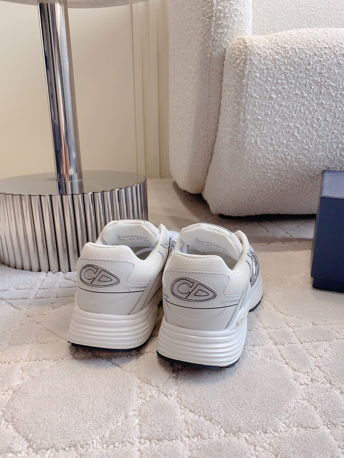 CD B30 Sneaker Milky Beige Mix Grey Black Polyester Mesh Fabric And Calfskin