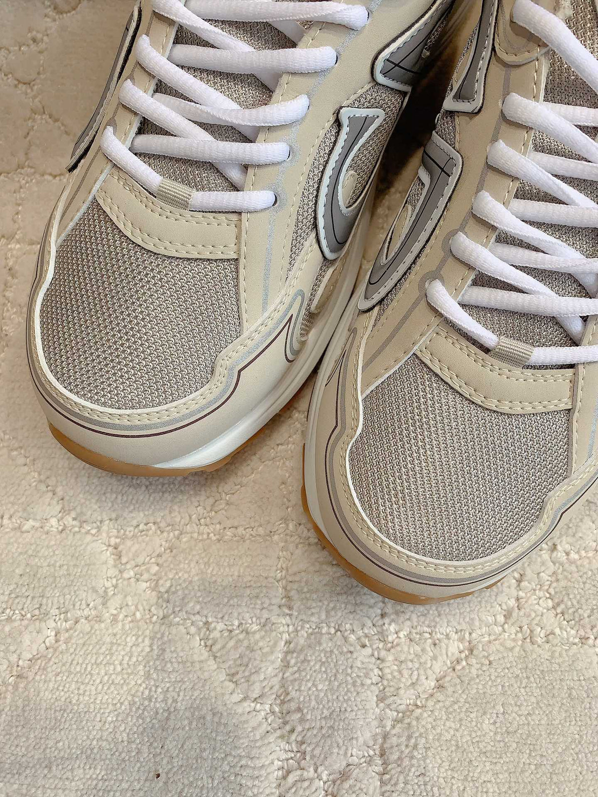 CD B30 Sneaker Grey Beige Mix Brown Polyester Mesh Fabric And Calfskin