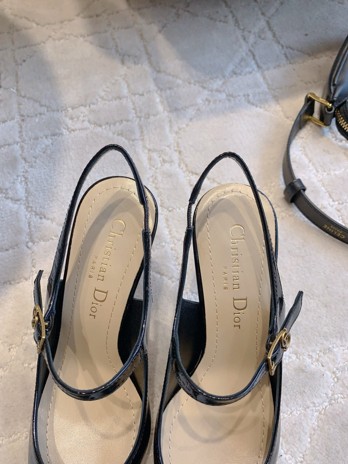 CD Icon Slingback 8cm Black Leather 615469
