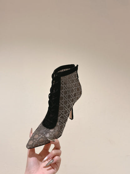 CD Capture  Ankle Boot  85mm Black Mesh & Suede 483089