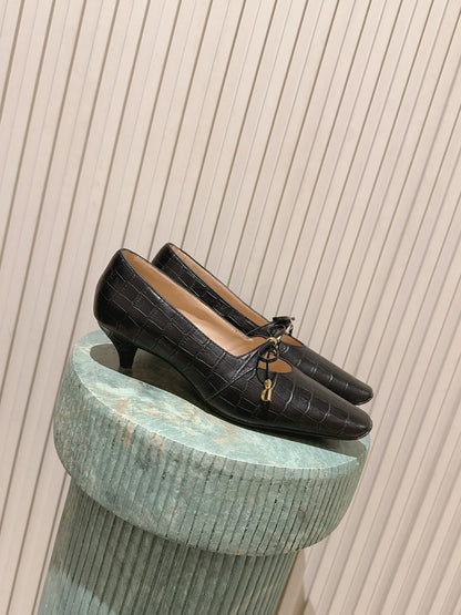 CD Muse Pump 4cm Black Crocodile-Printed Calfskin 694200