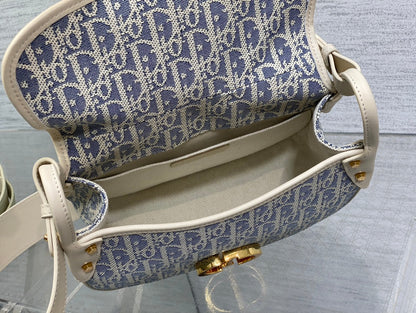 CD Montaigne classic monogram 25 blue white canvas jacquard