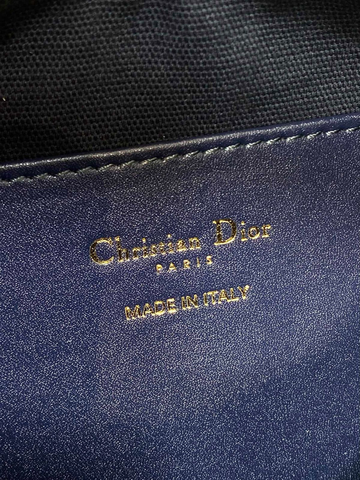Dior 2025 Bag 19cm Navy Blue mix Beige Oblique Fabric mix Leather 272830
