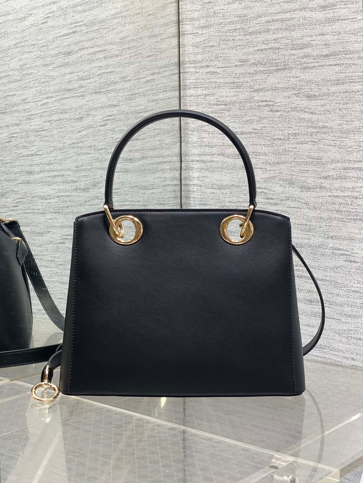 CD 26SS Bow-Adorned Bag Black Calfskin 272519