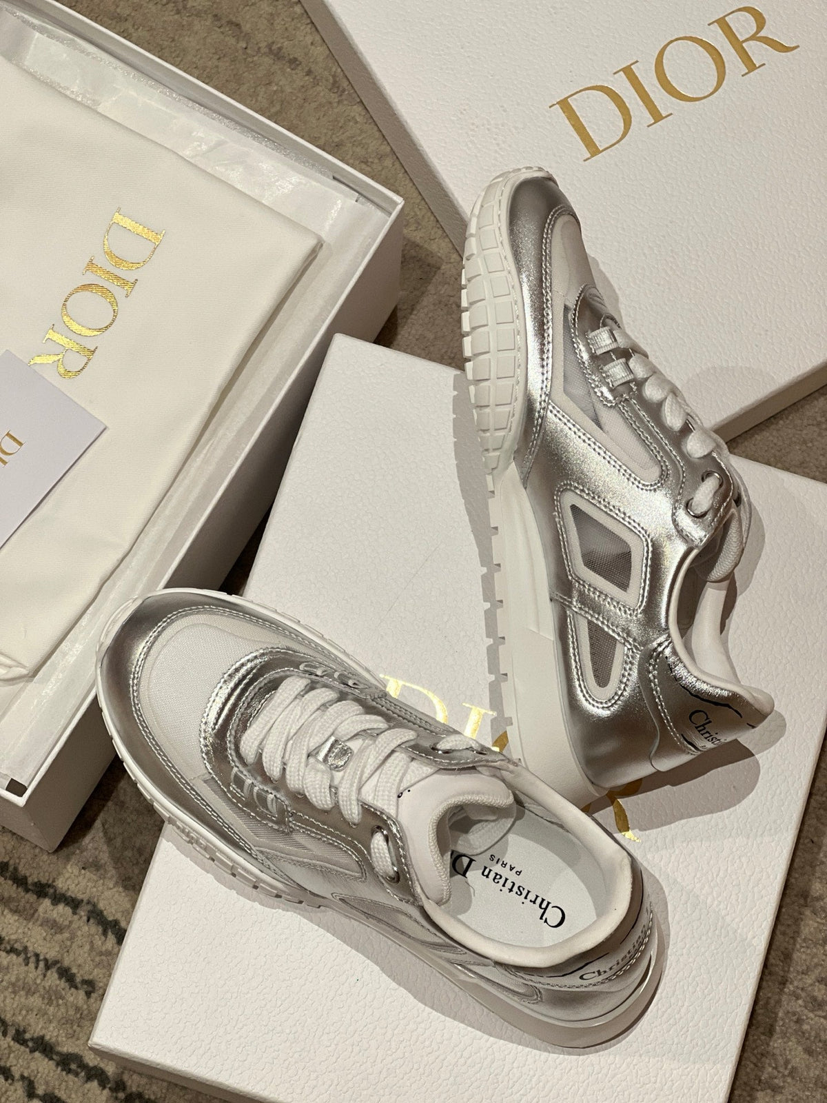 CD Tech Sneaker Sliver White Mesh Leather 707904