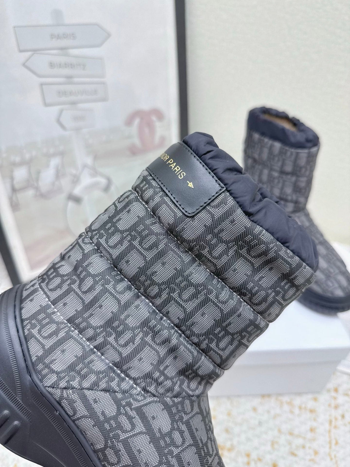 CD Alps Frost Ankle Boot Black Oblique Quilted Nylon 530133