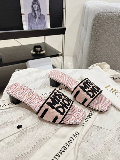 CD 25 Mid Heel Mules Cotton Fabric 241433