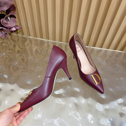 CD Buckle High-Heeled Elegant Shoes 85mm Burgundy Cowhide 537720