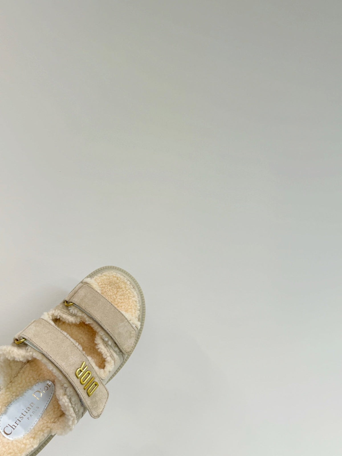 Dioract Slide In Light Grey Suede And Wool Fleece Lining 109879