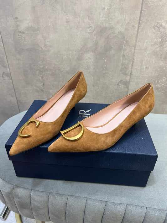 CD 26 High-Heeled 40 Pumps Tan Suede 594581