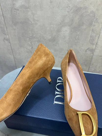 CD 26 High-Heeled 40 Pumps Tan Suede 594581