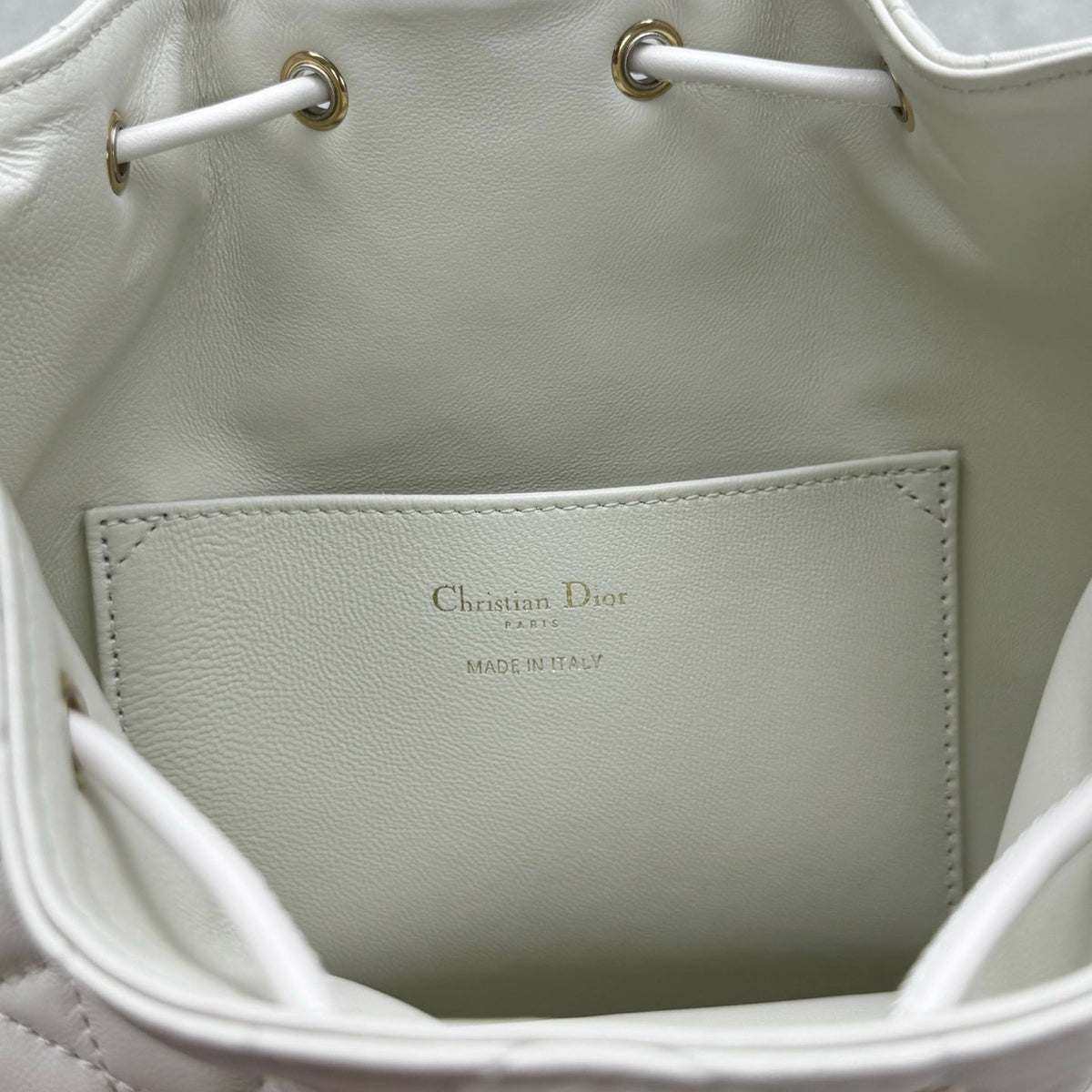 Dior 2025 Coconut Bucket Bag 25cm White Lambskin