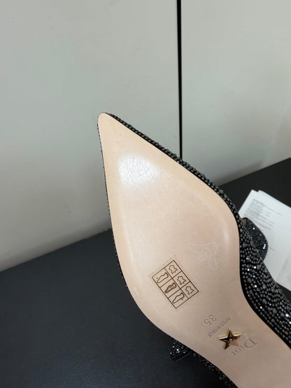 CD 26s Pointed-Toe High Heels 35mm In Black Suede Crystal