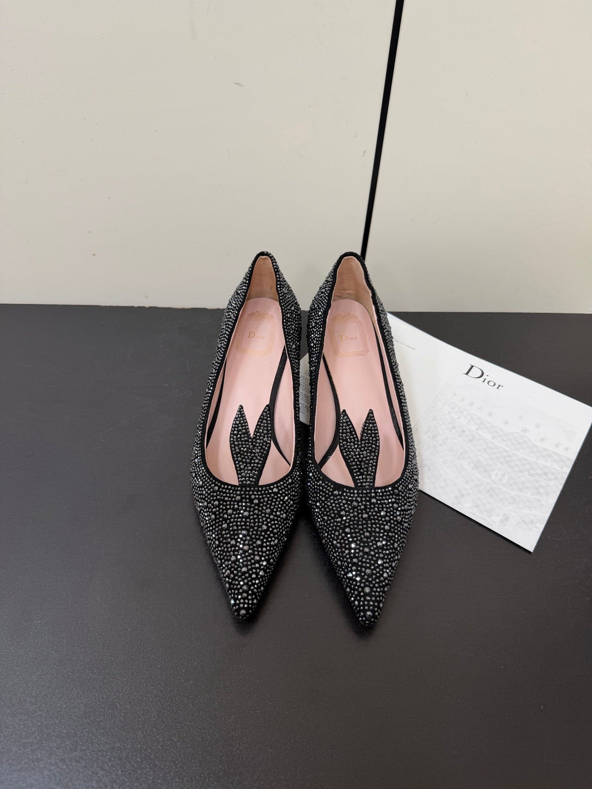 CD 26s Pointed-Toe High Heels 35mm In Black Suede Crystal