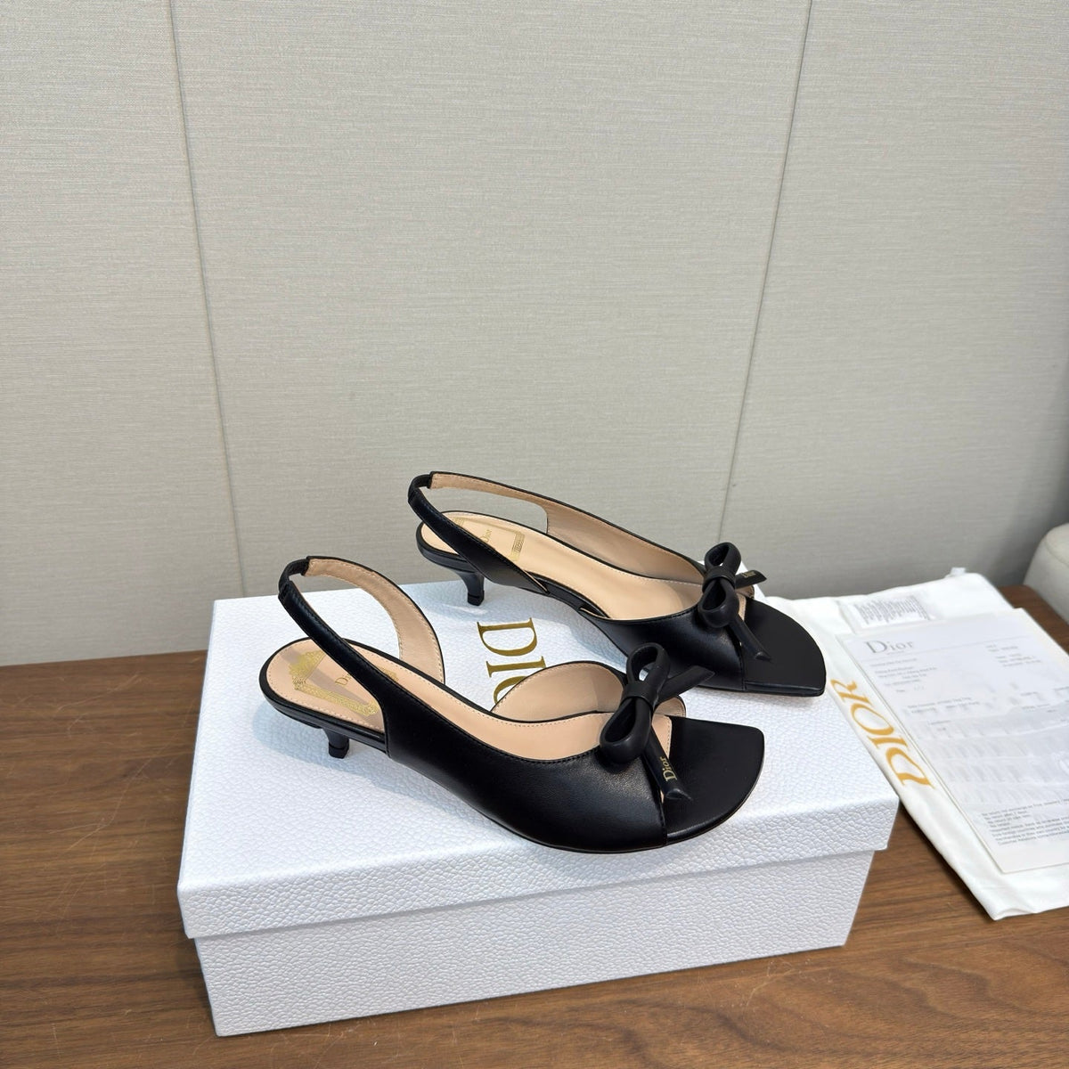 CD 26s Bow Heeled Slingback 3.5cm Black Lambskin 922492
