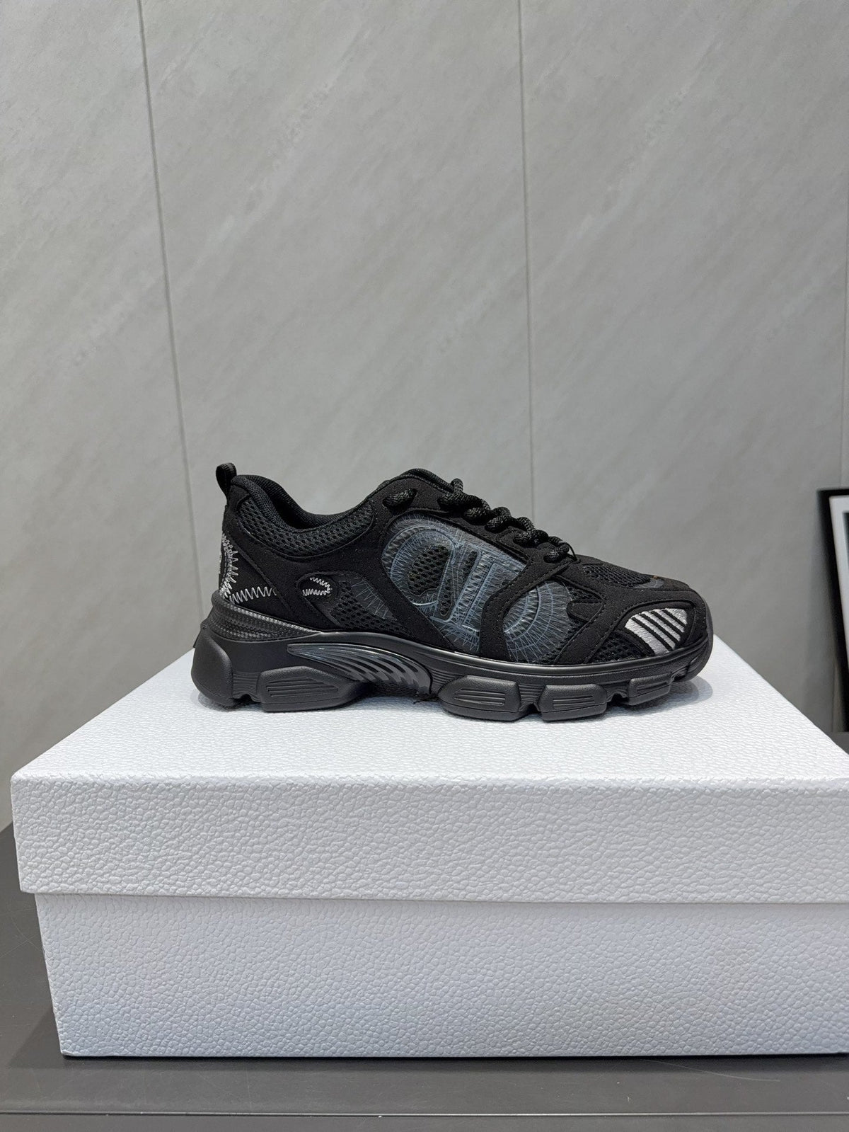 CD platform casual sneaker black suede mesh 539673