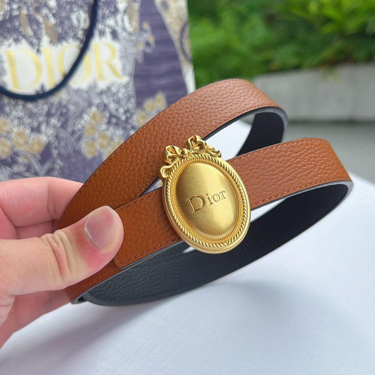 Dior Médaillon 4.5cm Belt Buckle 2.5cm Two-tone Calfskin 210914