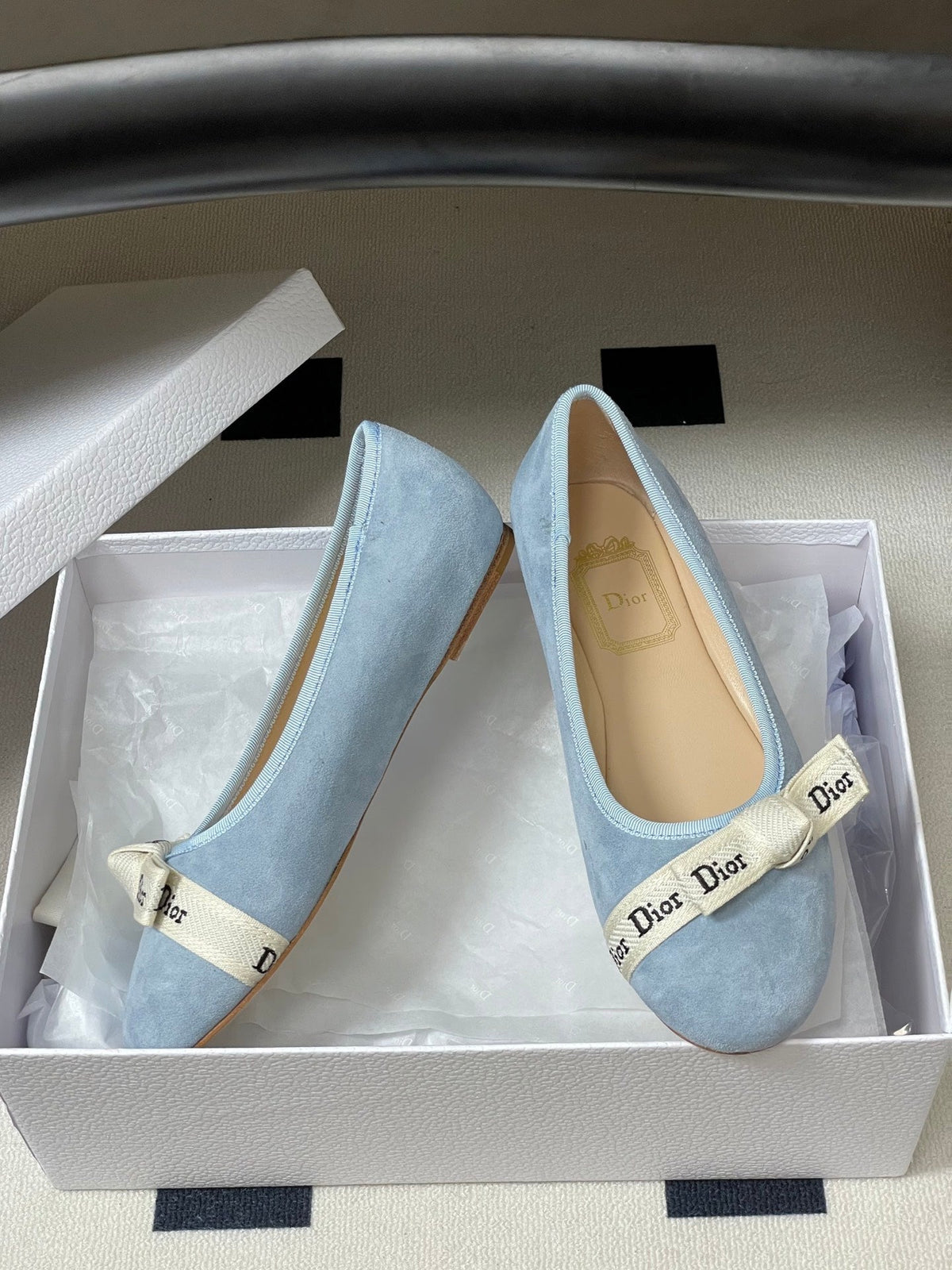 CD J'Adior Ballet Flat Light Blue Suede 834926