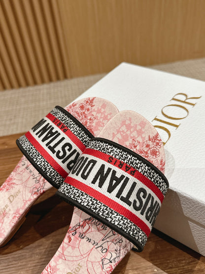 CD 26s Slide Sandals In Red Toile Print Logo Strap