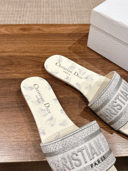 CD 26s Slide Sandals In Grey Butterfly Print Logo
