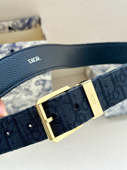 Dior Oblique Belt 35mm Jacquard and Grained Calfskin 208461