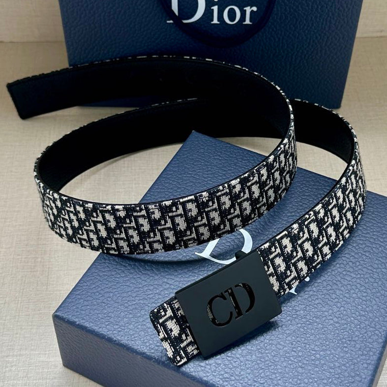 Dior 2026 Oblique Reversible Belt 35mm Canvas Leather