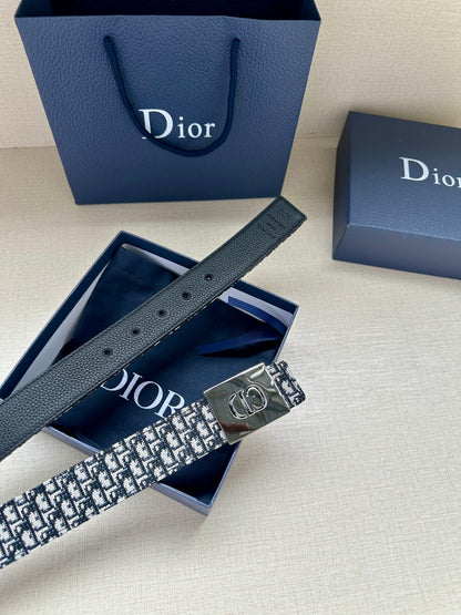Dior 2026 Oblique Reversible Belt 35mm Canvas Leather