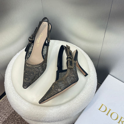 cd slingback pump 95 transparent mesh embroidered black sun motif