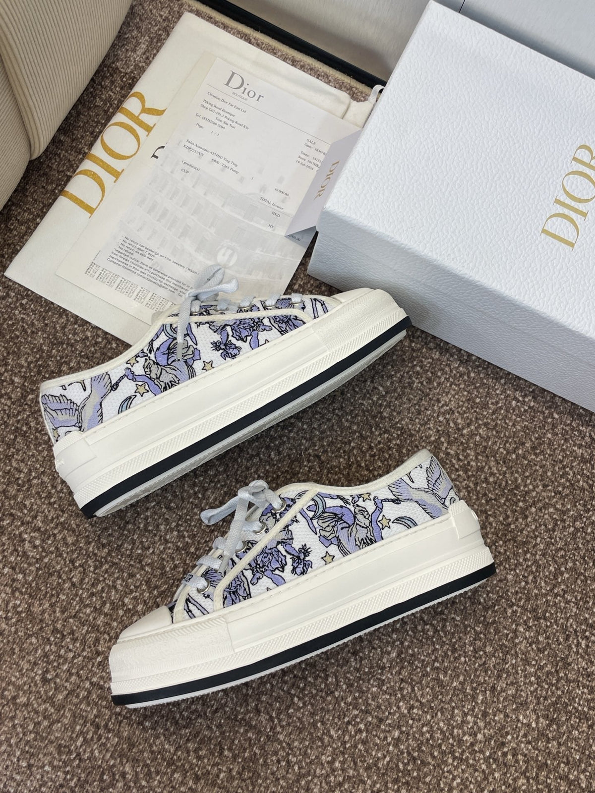 CD 25s Walk'n' Sneaker In Blue Toile De Jouy Embroidered Cotton