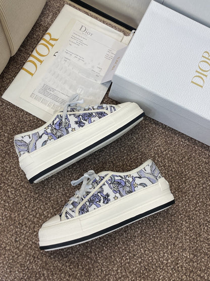 CD 25s Walk'n' Sneaker In Blue Toile De Jouy Embroidered Cotton