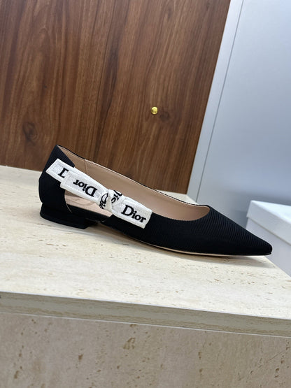 CD J'Adior Ballet Flat Black Technical Fabric 633064