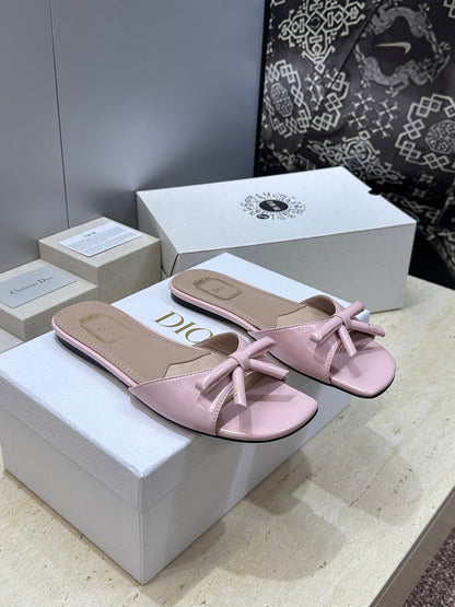 CD Dior Bow Slides Pink Leather 884660