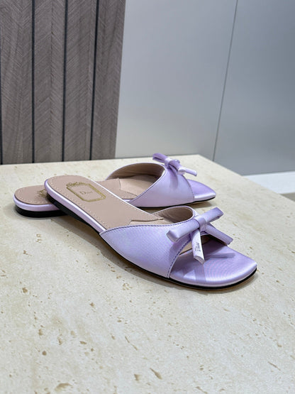 CD Dior Bow Slides Light Purple Satin 884664