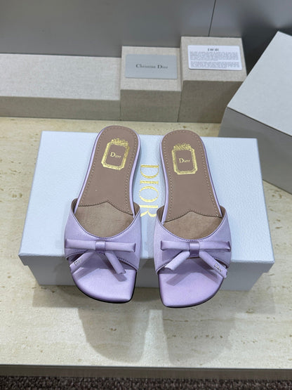 CD Dior Bow Slides Light Purple Satin 884664