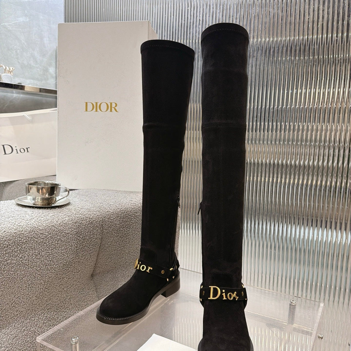 CD 26s Bolt Over-The-Knee Boot Black Suede 924098