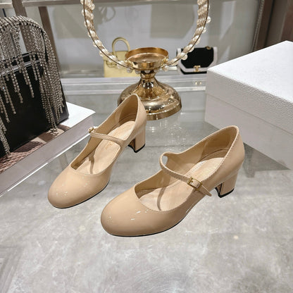 CD 26 Lolita High-Heeled 40 Beige Patent Leather 592219