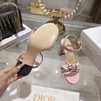 CD J'Adior Sandals Light Pink Canvas Leather 901711