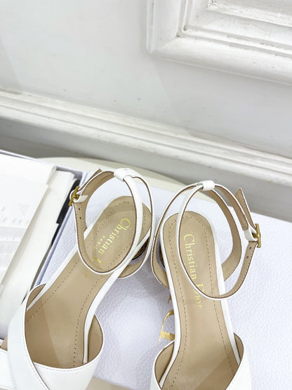 CD Icon Heeled Sandal 40mm White Calfskin