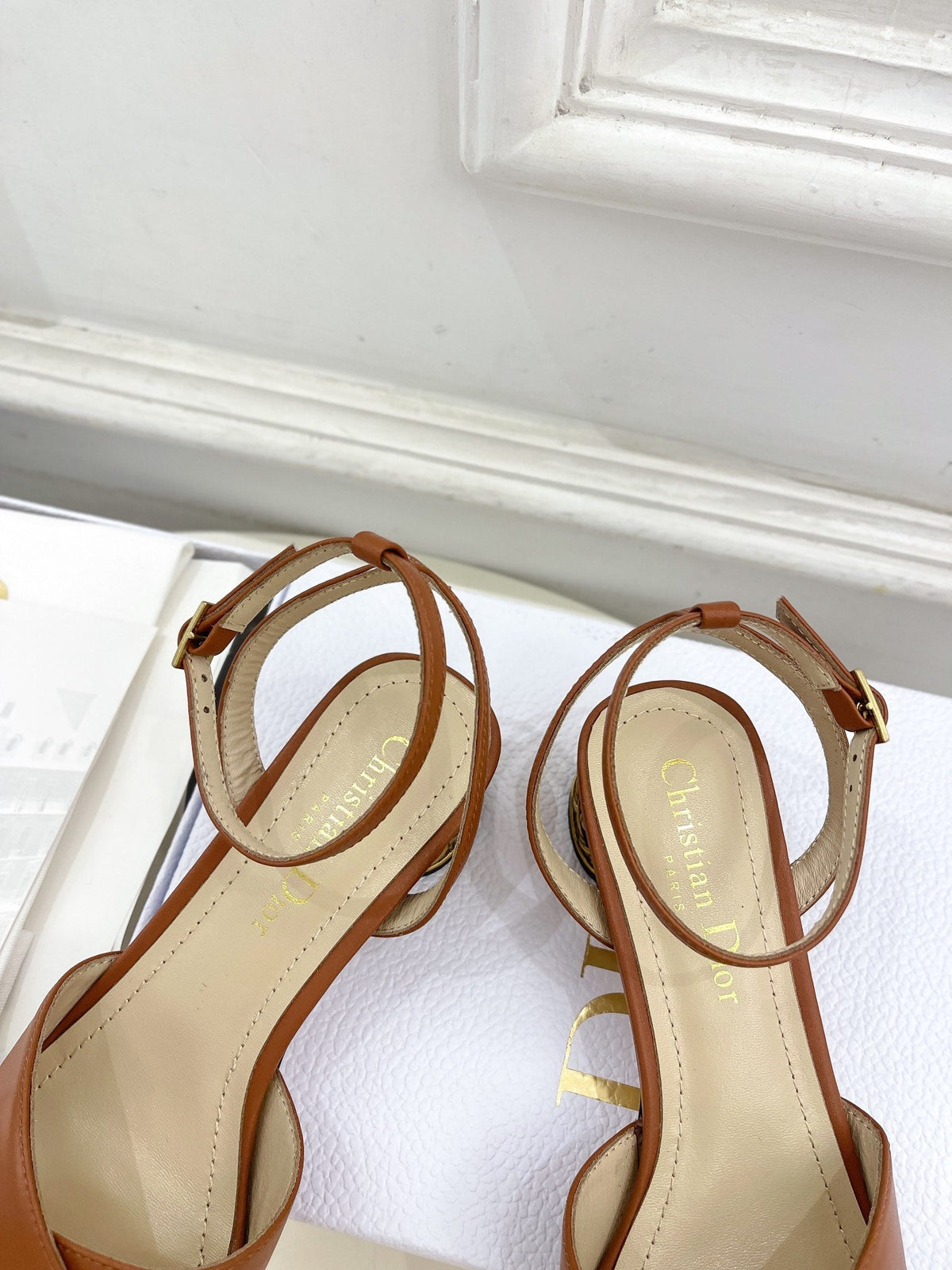 CD Icon Heeled Sandal 40mm Brown Calfskin