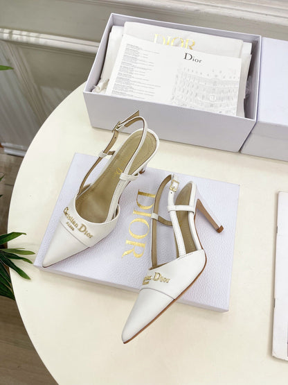 CD 25 Slingback Heel White Calfskin 307432