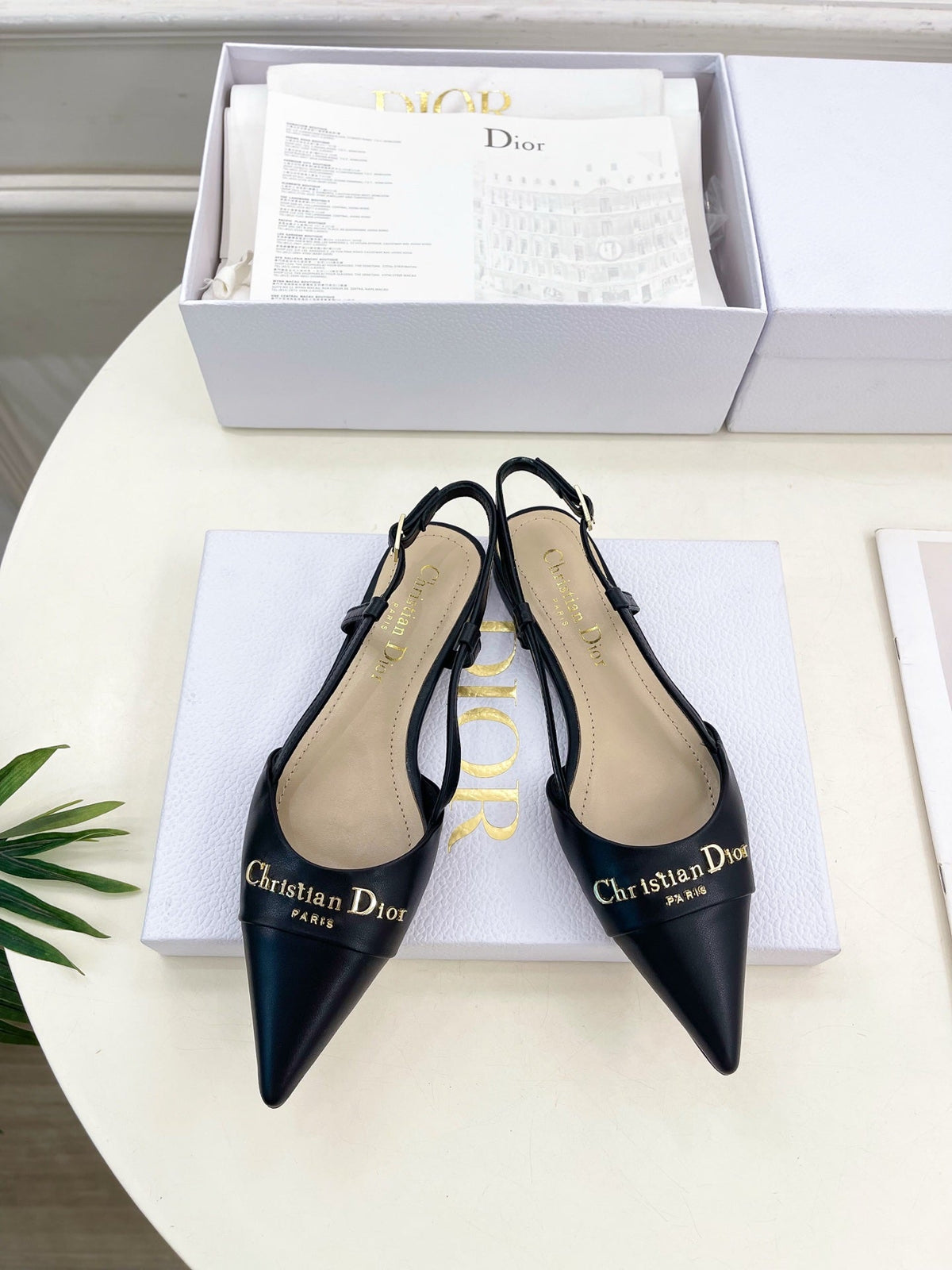 CD 25 Slingback Flat Black Calfskin 307441