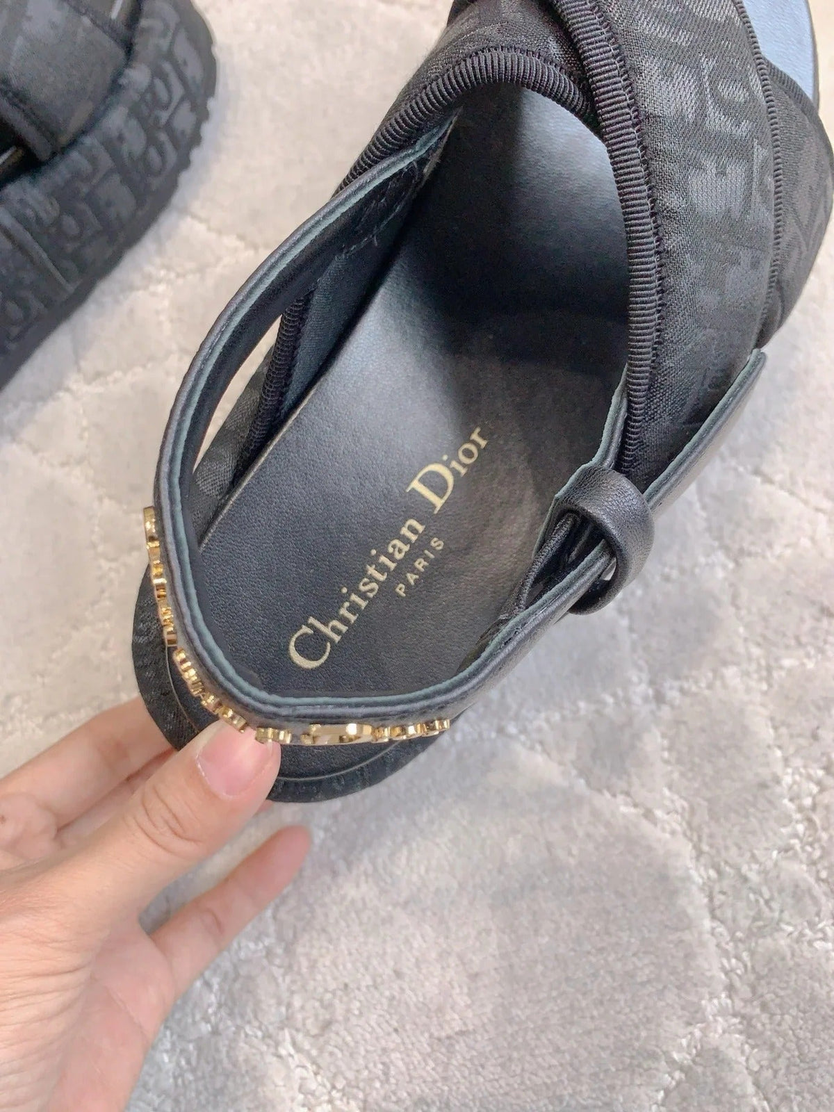 CD 26s Platform Sandals 65 Black Canvas Lambskin 644286