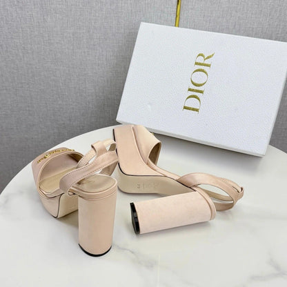 CD 26s Platform Sandals 80 Beige Satin Sheepskin 640230
