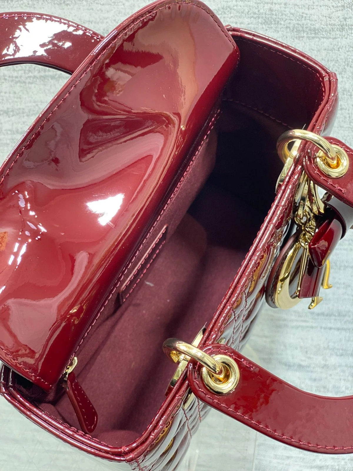CD 2026 Bow Lady Dior 20cm Red Patent Leather 289215