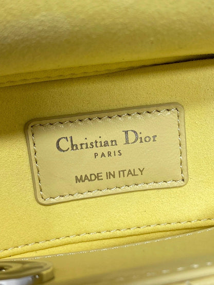 CD 2026 Bow Lady D-Joy 19cm Yellow Cannage Lambskin With Silver Charm 286561