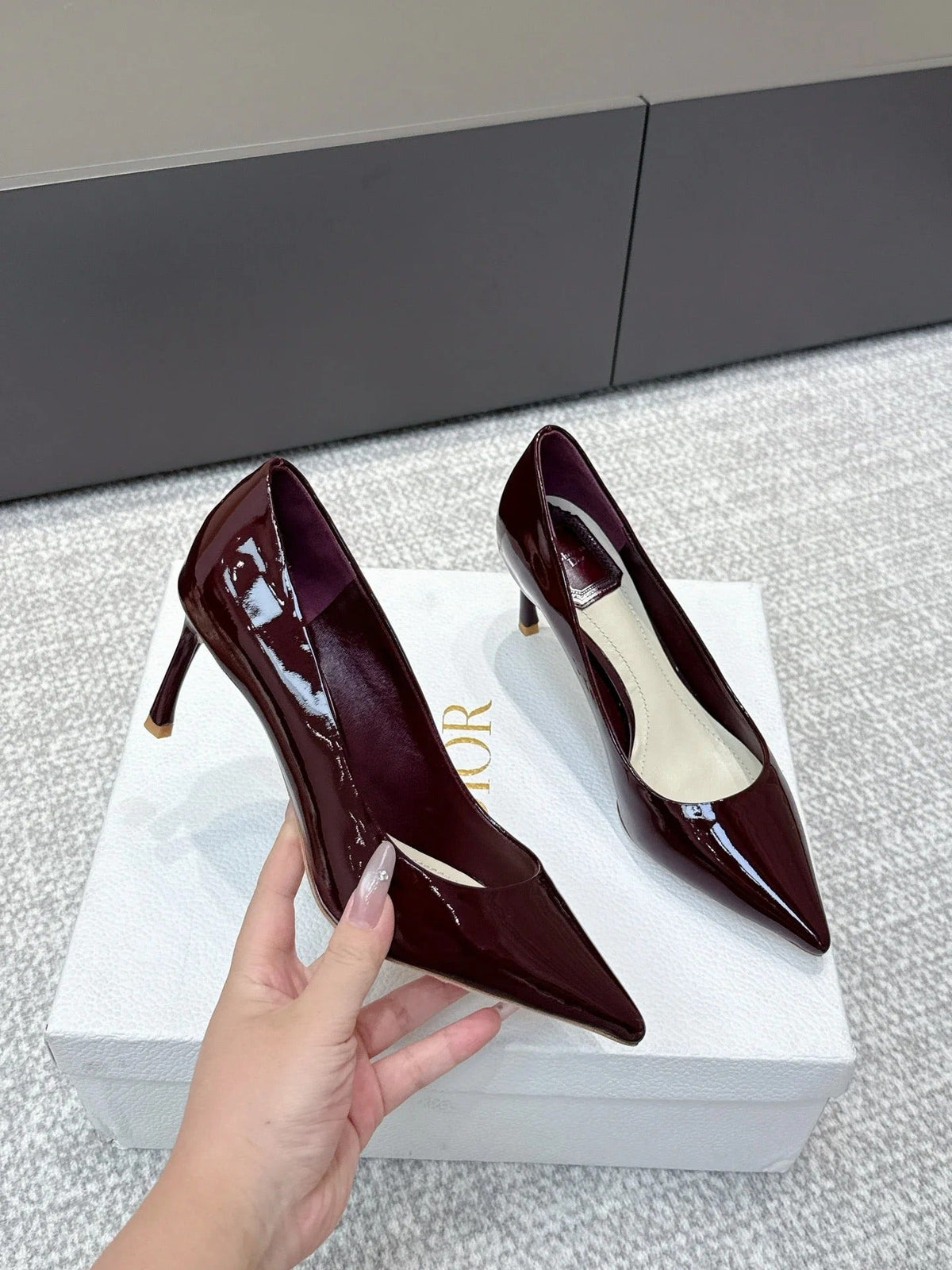 CD 26s High Heels Pump 85 Dark Burgundy Patent Leather 661473