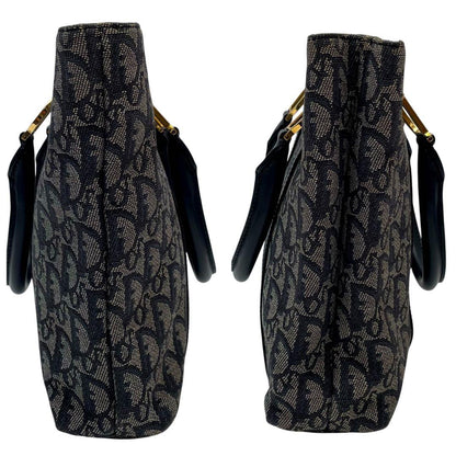 Dior Trotter Canvas Leather Hand Tote Navy